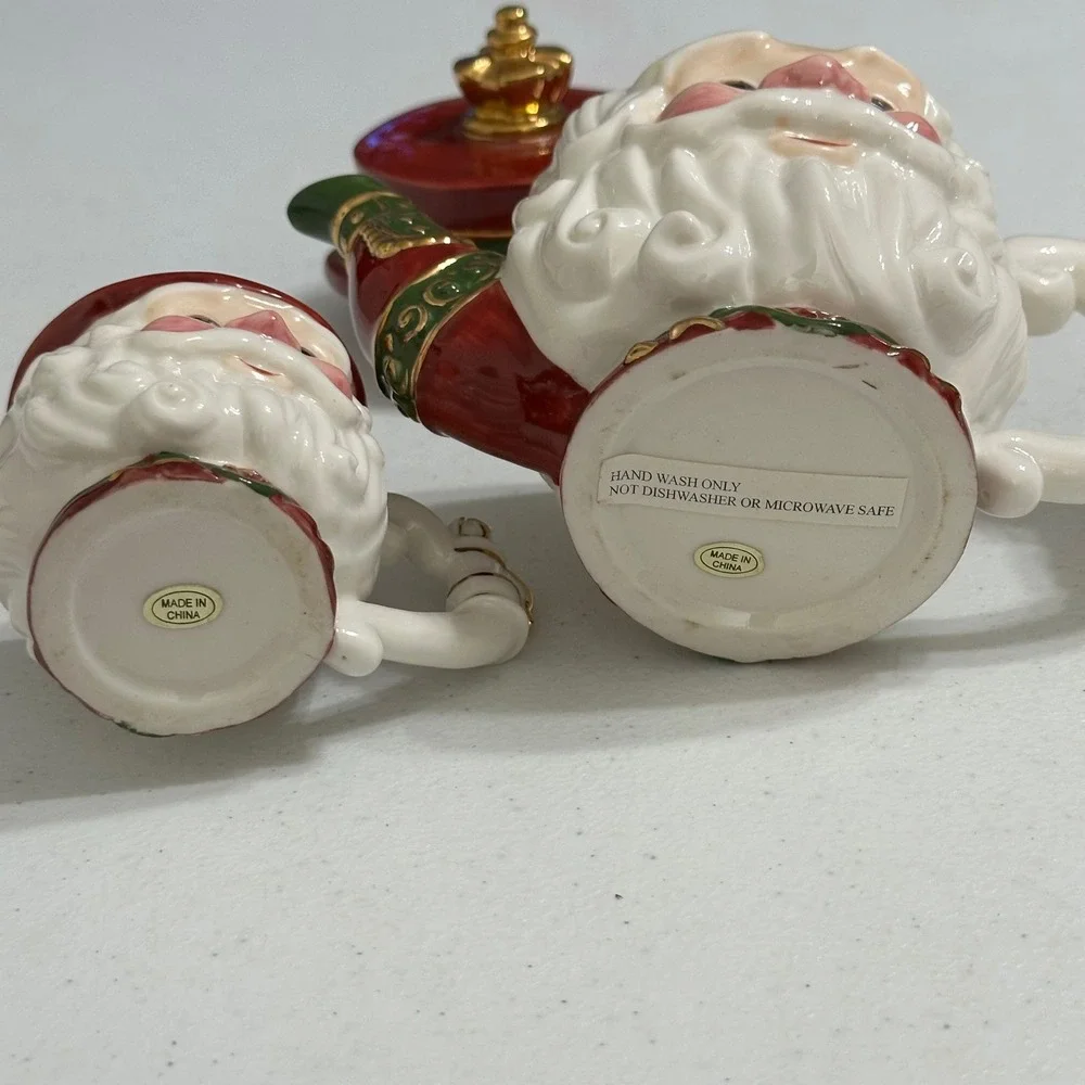 Bavarian Claus Santa Figural Ceramic Teapot & Mug Set Christmas Seasonal Decor - Picture 9 of 9
